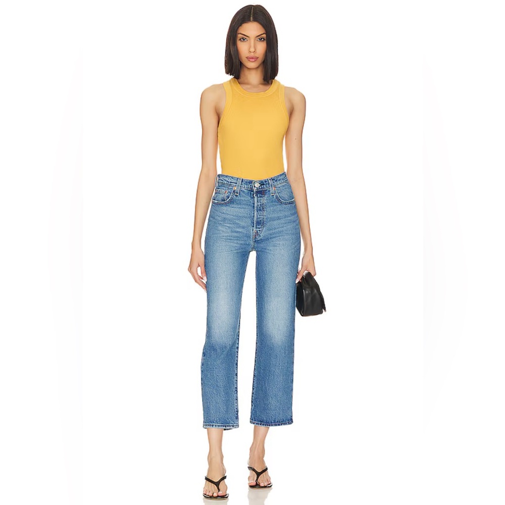 Levi's Blue Ribcage Straight Ankle Cropped Jeans Size 29